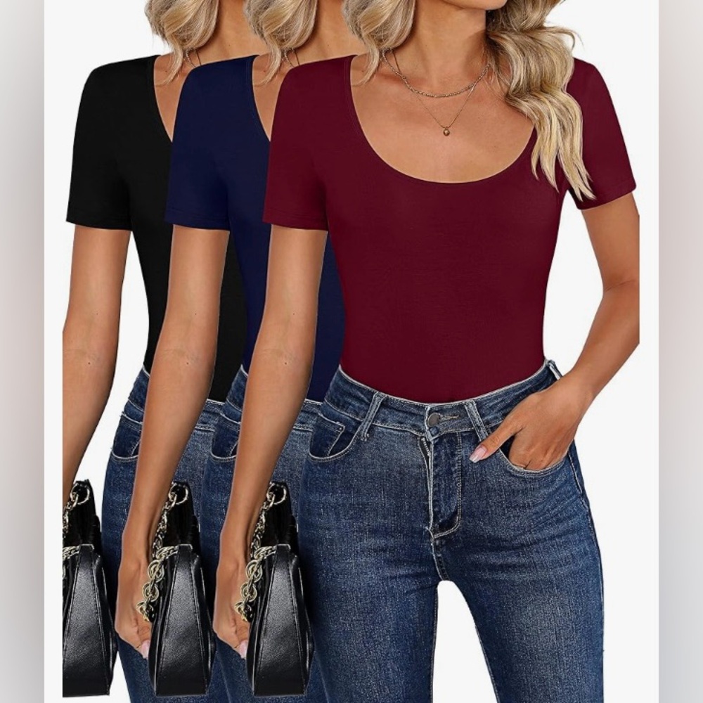 NWT - Riyiper size L super stretchy scoop neck short-sleeved t-shirt